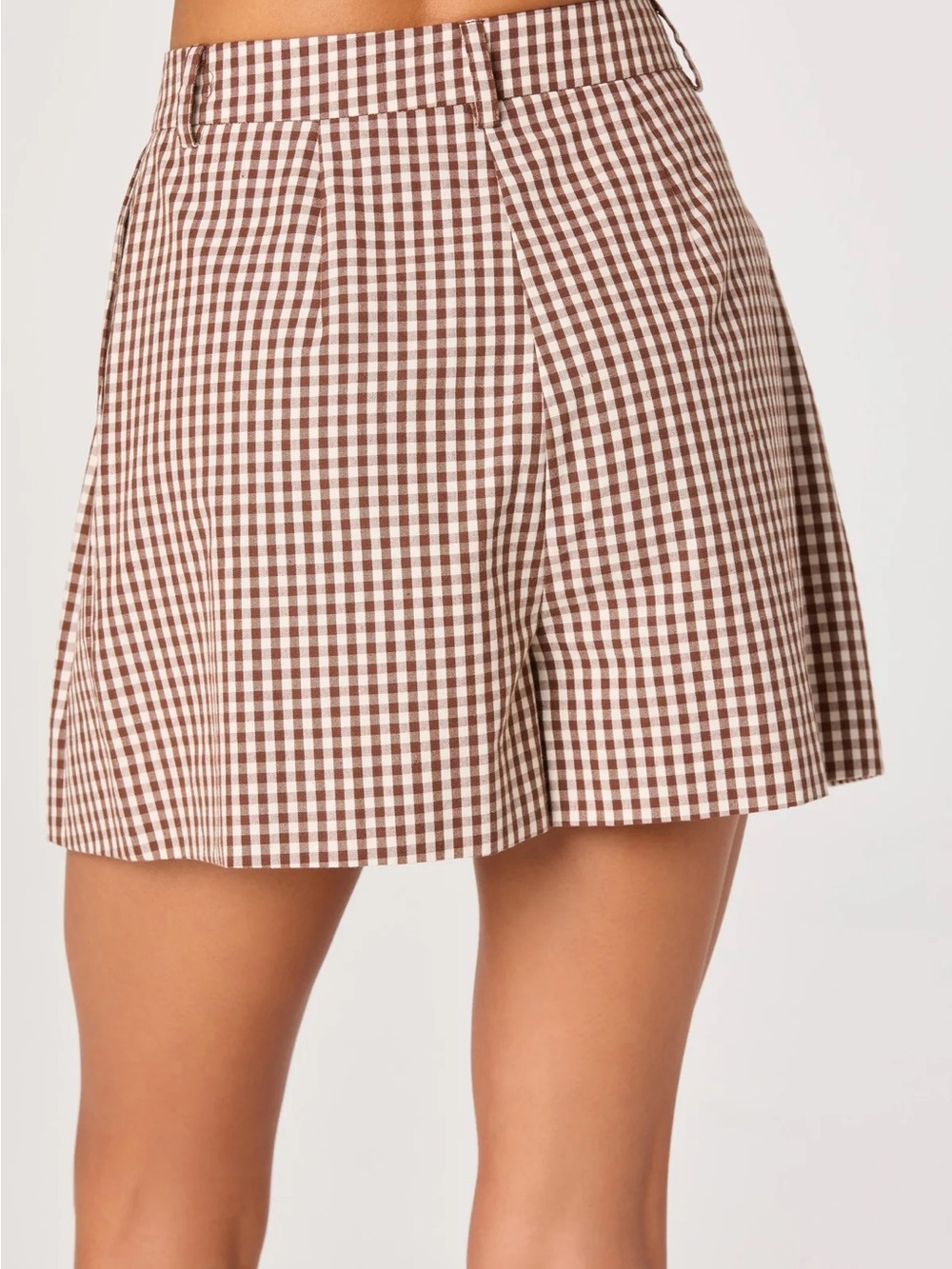 Astr Brown Gingham Sleeveless Button Vest & Mini Shorts Set - Picture 8 of 16